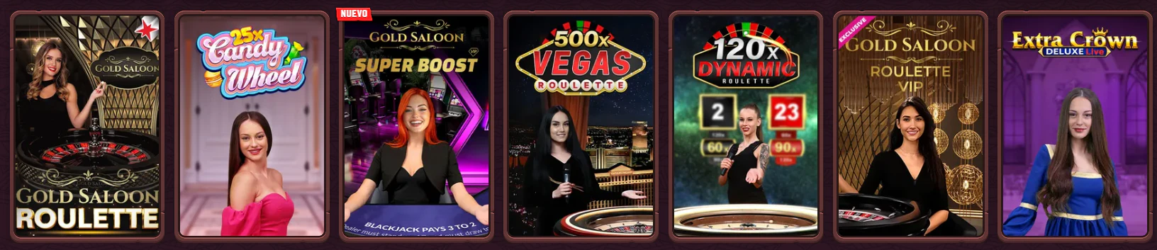 Zona de juegos de casino y mesas en directo de 5 Gringos Casino